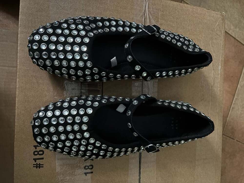 A New Day Black Issa Rhinestone Mary Jane Ballet Flats